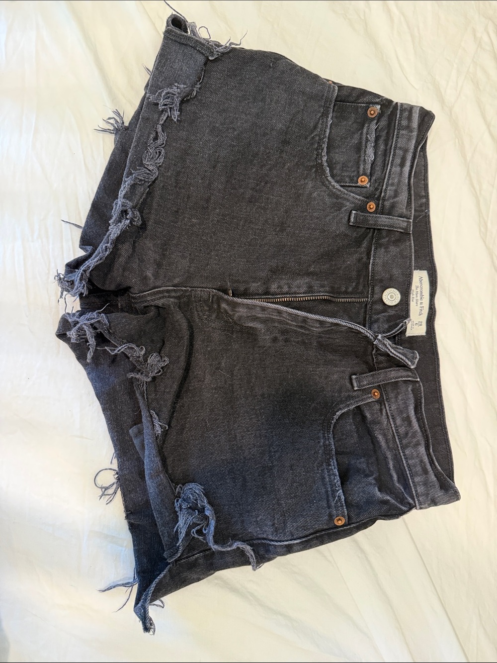 Abercrombie & Fitch Black Frayed Denim Ankle Shorts